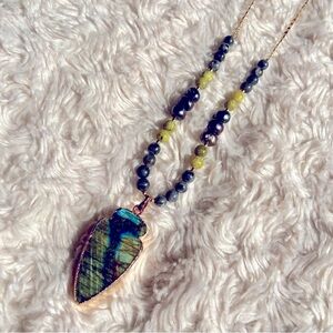 NEW Black Pearl & Agate Arrowhead 18K Gold Plated Yellow Turquoise Long Necklace